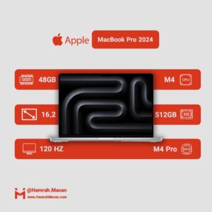 مشخصات لپ تاپ 16.2 اینچی اپل مدل MacBook Pro MX2U3 2024 LLA-M4 Pro-48GB RAM-512GB SSD