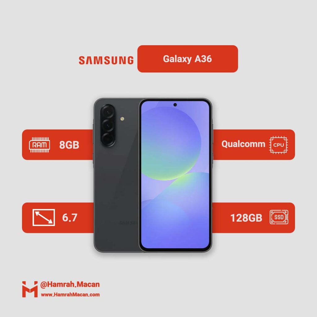 مشخصات گوشی موبایل سامسونگ مدل Galaxy A36 دو سیم کارت ظرفیت 128 گیگابایت و رم 8 گیگابایت - ویتنام
