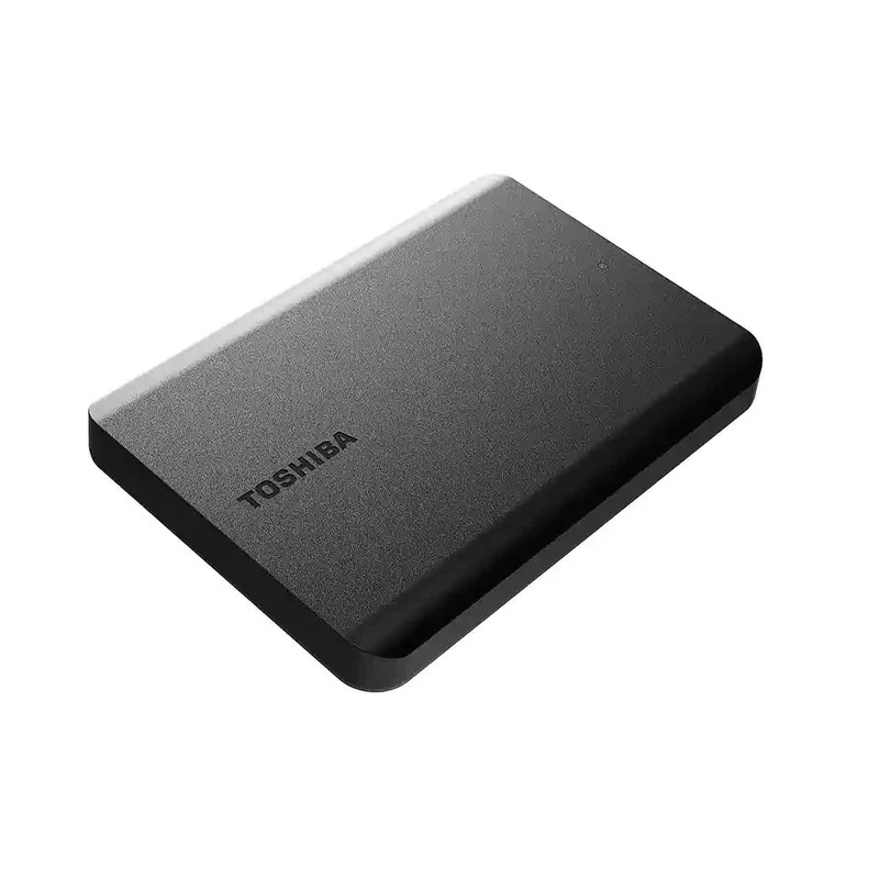 عکس هارد اکسترنال قابل حمل برند توشیبا با ظرفیت 2 ترابایت، مدل Canvio Basics USB3.2، دارای نشان‌گر LED، سازگار با Windows و Mac، دارای رابط USB 3.2، سرعت انتقال داده‌ها با USB 3.2 پنج گیگابیت بر ثانیه و با USB 2.0 با سرعت 480 مگابیت بر ثانیه