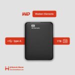 مشخصات هارد اکسترنال قابل حمل برند وسترن دیجیتال با ظرفیت 1 ترابایت، مدل Elements، قابلیت بکاپ گیری دستی، خودکار و ابری، سازگار با کامپیوتر و لپ‌تاپ ویندوز و مک، دارای رابط USB 3.0، سرعت انتقال داده‌ها با رابط USB 3.0 تا 5 گیگابیت بر ثانیه