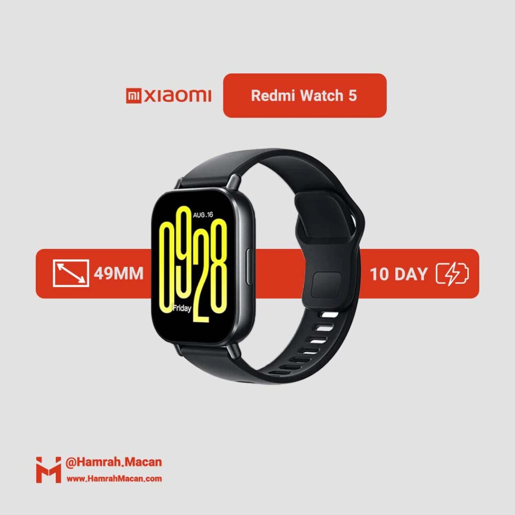 مشخصات ساعت هوشمند 49 میلی متری شیائومی مدل Redmi Watch 5 Active بند پلاستیکی