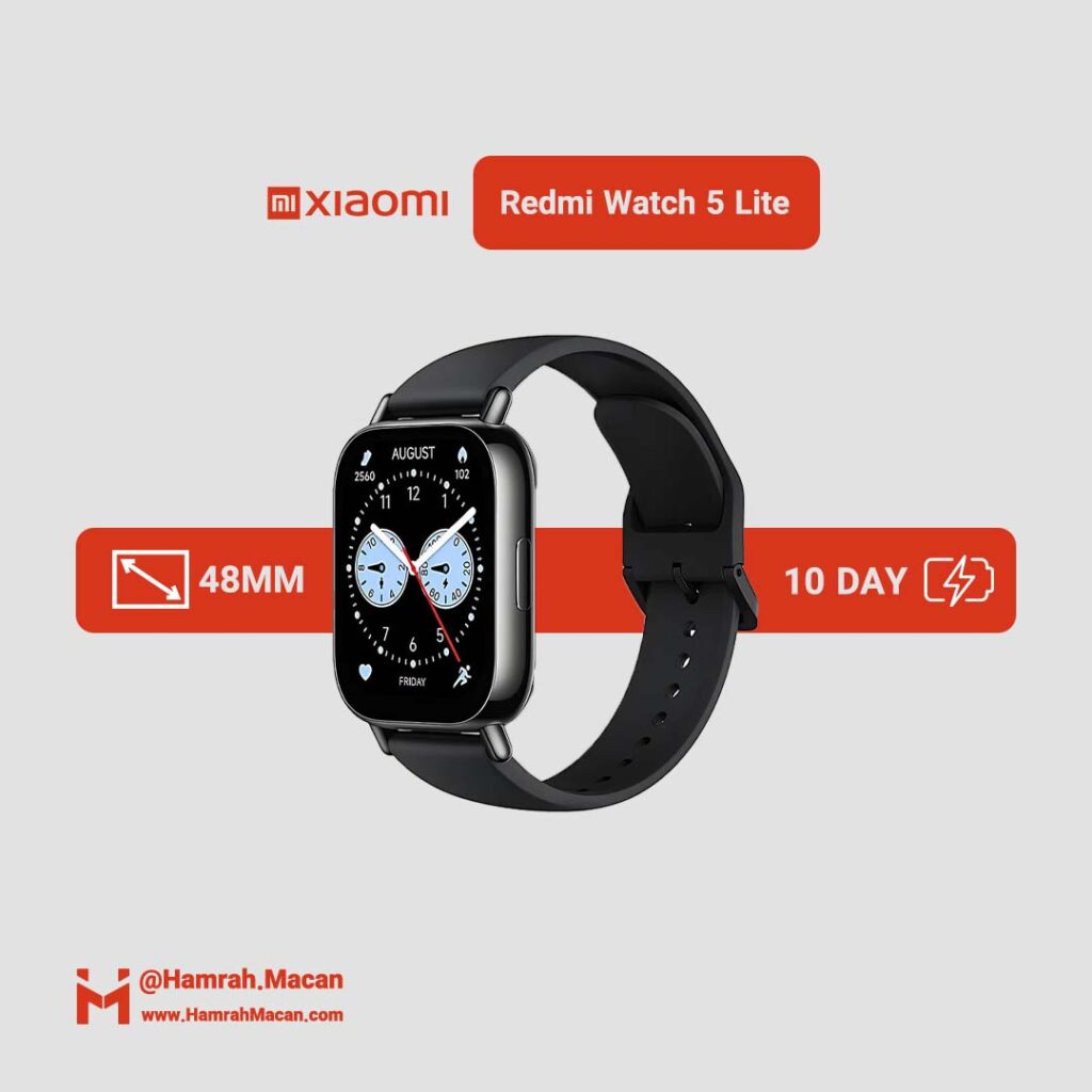 مشخصات ساعت هوشمند شیائومی مدل Redmi Watch 5 Lite دارای قابلیت های قابلیت مکالمه از طریق بلوتوث بند سیلیکون