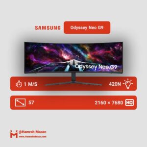 مشخصات مانیتور مخصوص بازی خمیده سامسونگ مدل Odyssey Neo G9 LS57CG952 سایز 57 اینچ