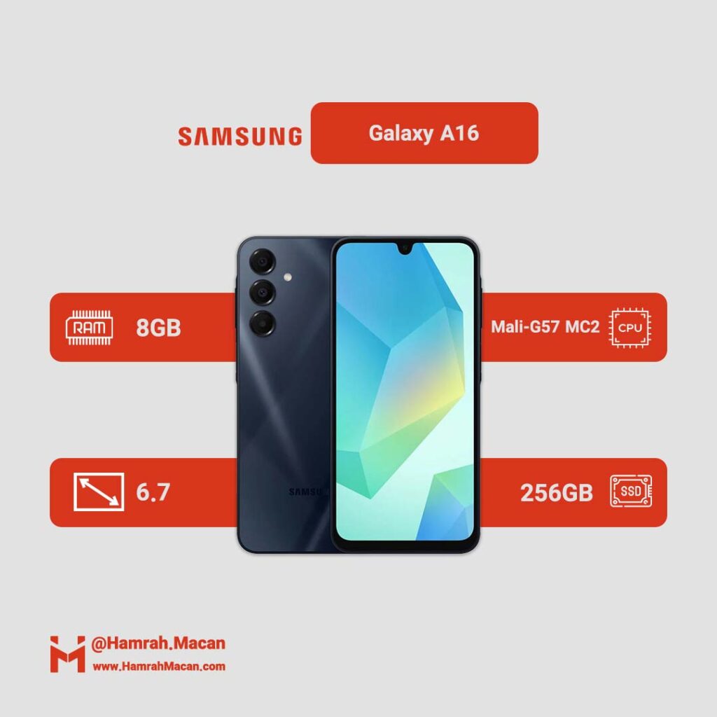 مشخصات گوشی سامسونگ Galaxy A16 4G ظرفیت 256 گیگابایت و رم 8 گیگابایت - ویتنام