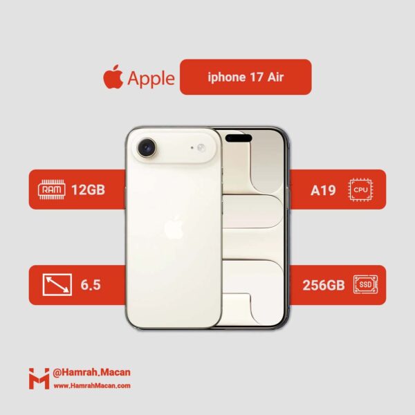 مشخصات گوشی موبایل اپل مدل iPhone Air ZAA eSim ظرفیت 256 گیگابایت و رم 12 گیگابایت - نات اکتیو