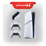 کنسول بازی سونی مدل PlayStation 5 Slim نسخه دیسک‌خور، ریجن اروپا سری 2016A با ظرفیت حافظه داخلی 1 ترابایت به همراه یک عدد کنترلر اضافه به رنگ Original White و پایه شارژر کنترلر، حداکثر وضوح تصویر خروجی 4K